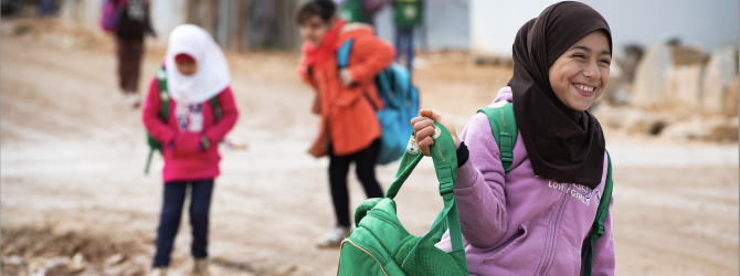 A Syrian girl at Zaatari refugee camp in Jordan on 2018-12-15