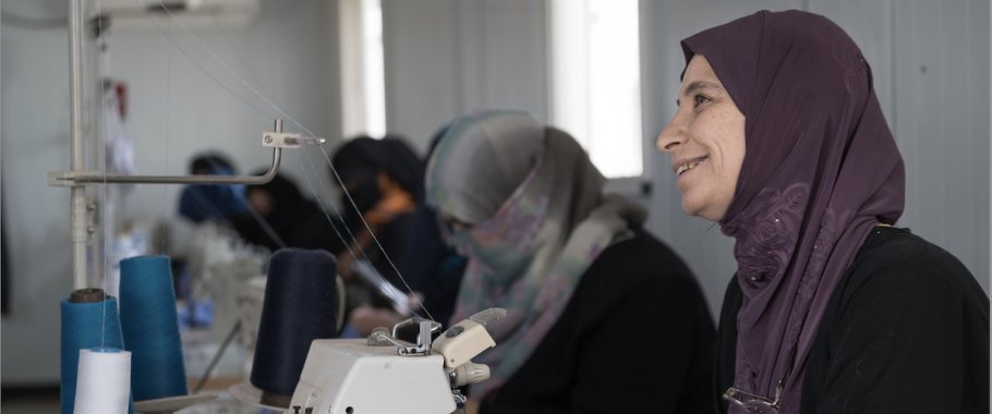 Woman working in sewing factory